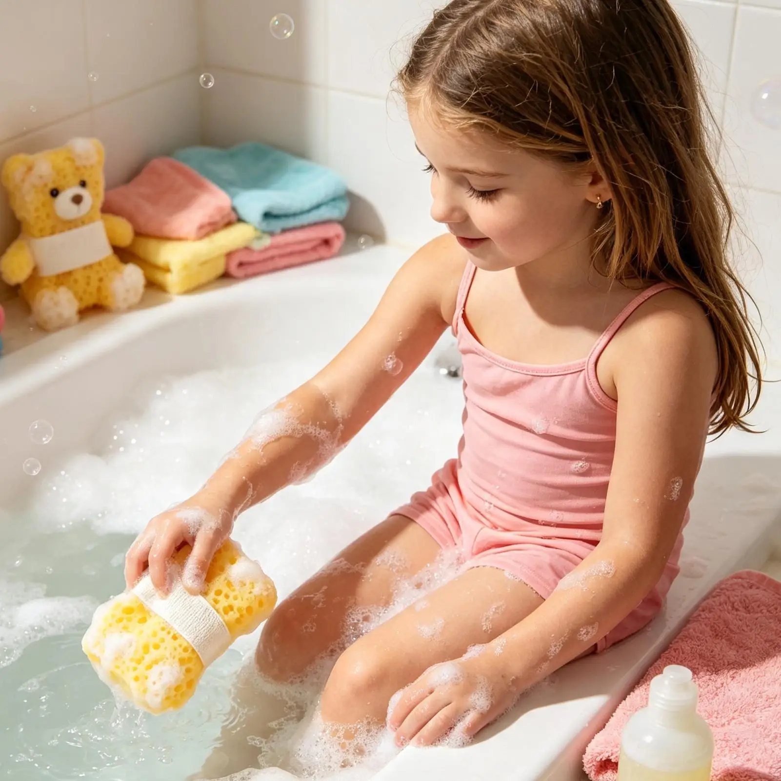 Shower Sponge Anti-Slip Quick-Drying Deep Cleansing Scrubber Sensitive Skin Bathing Sponge for Women Adults Girls Elderly