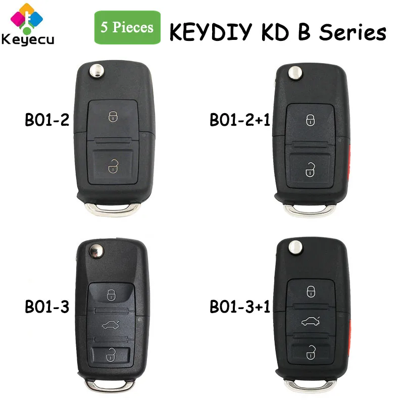 

KEYECU 5 Pieces for Volkswagen Style KEYDIY B Series KD Remote Key With 2 3 4 Buttons - Programmed By URG200 KD-X2 KD900 MINI KD