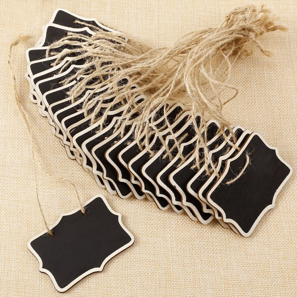 

12 Pcs Mini Chalkboard Double Sided Hanging Message Board Erasable Notes String Wooden Frame Wedding for Christmas