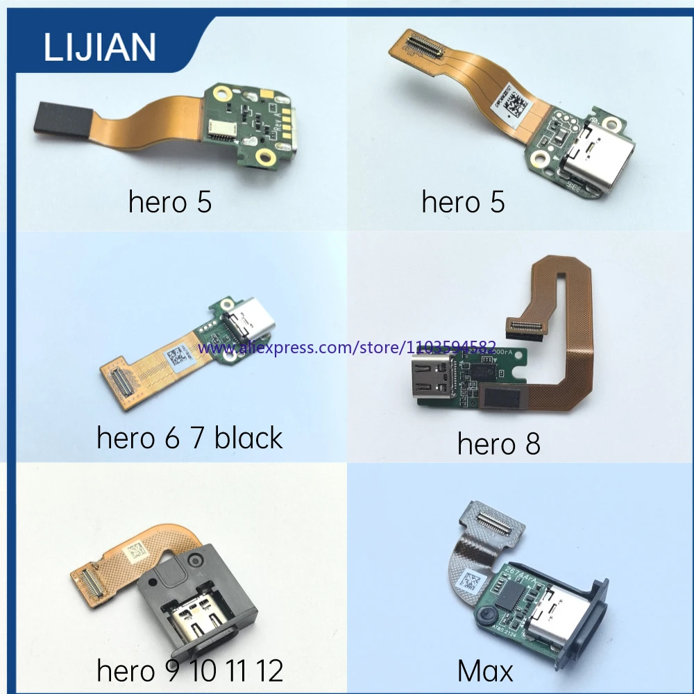 For Gopro hero 5 6 7 8 9 10 11 12 Max USB Interface Charging Data Sync Port with Flex Cable Action Camera Replacement Part