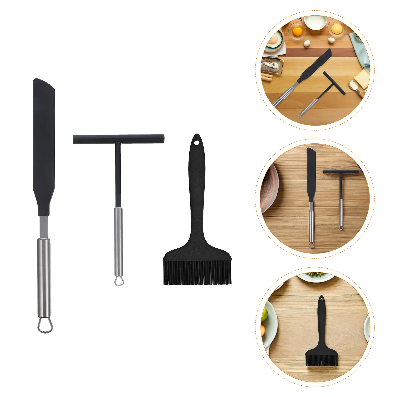 1Set Crepe Spreader Spatula Kit Heat Resistant Kitchen Scraper Tools for Crepes Pancakes Commercial Grade Home Use