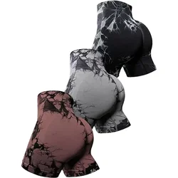 Nahtlose Tie Dye Sports horts für Frauen sexy Yoga Fitness Shorts hohe Taille Hüfte heben Bauch umarmen Hosen für Frauen