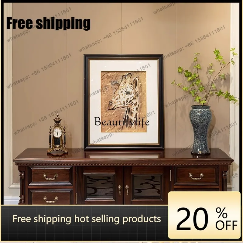 Factory Direct  All solid wood TV cabinet coffee table combination imported walnut American villa living room storage