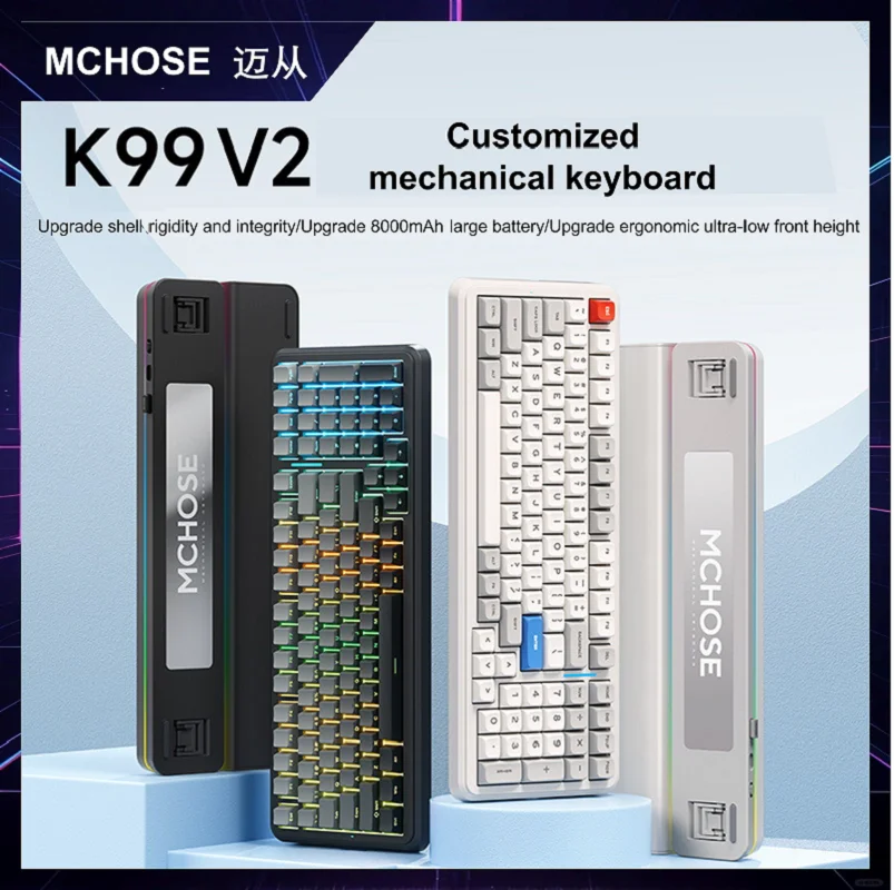

MCHOSE K99V2 Wireless Bluetooth three-mode connection, upgraded ergonomics, hot pluggable, mechanical game office keyboard