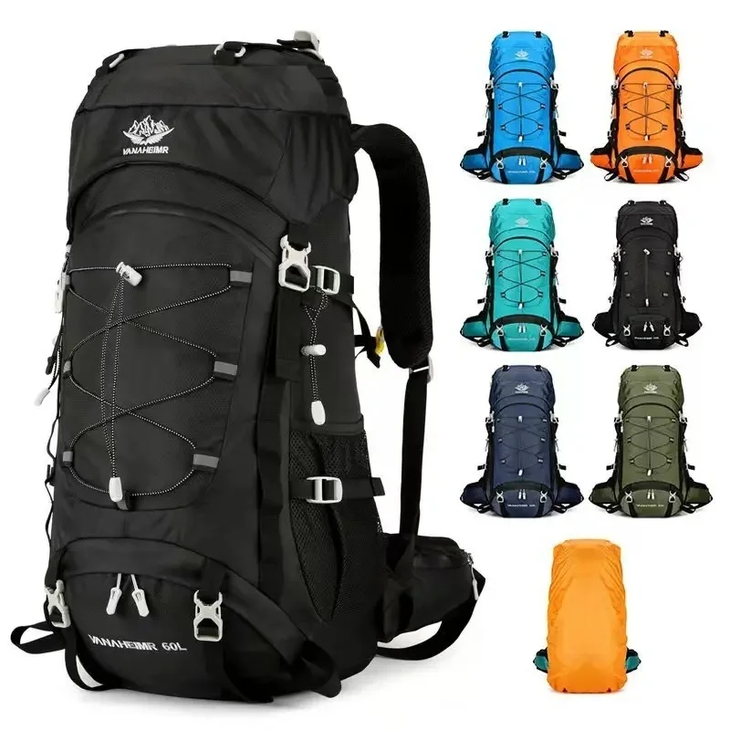 Outdoor Sports Hiking Bag 60 Liters High Capacity Hiking Camping Trip Waterproof Backpack