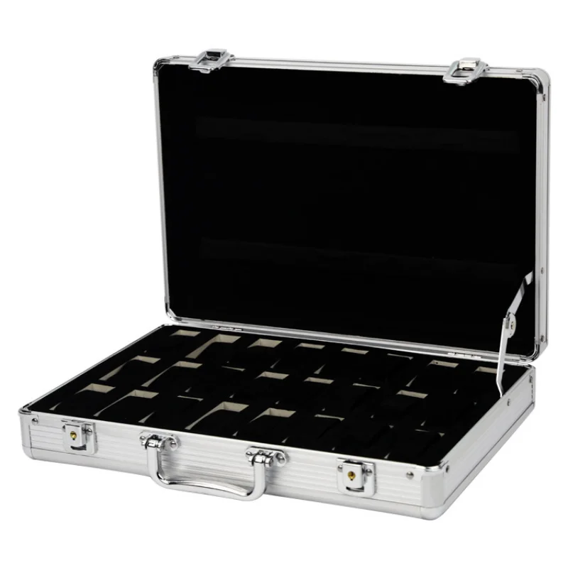 Luxury Watch Storage  Box Display with Pillow 24/12/10 Slot Clear Glass Top  Men Jewellery Box  Aluminium Alloy Watch Case