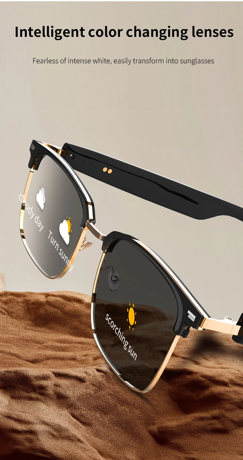 KOIPSSE Smart-Brille, schwarze Technologie, hochwertige Outdoor-Sportarten für Erwachsene, Strand, Fahren, integrierte Lautsprecher, Musik spielen, Dual-Touch-HIF – Detail 6