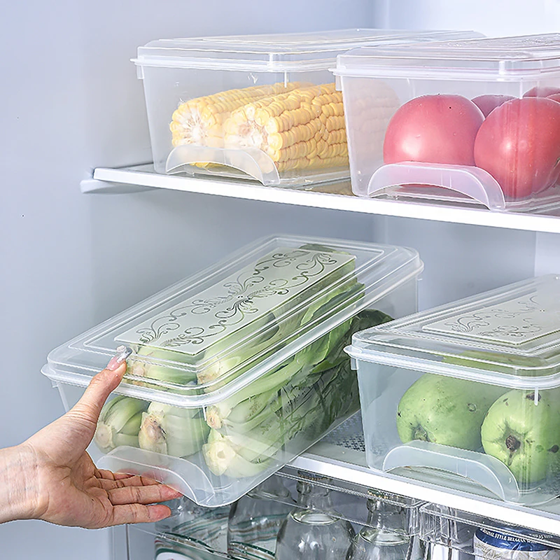 Transparent Large Refrigerator Storage Box Sealed Crisper Box Kitchen Fruit And Vegetable Storage Box With Cover