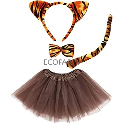 Kids Tiger Costume Set Tiger Ears Headband Bow Tie Gloves Tutu Skirt Animal Fancy Dress Costume Anime Clothes Cosplay Costumes
