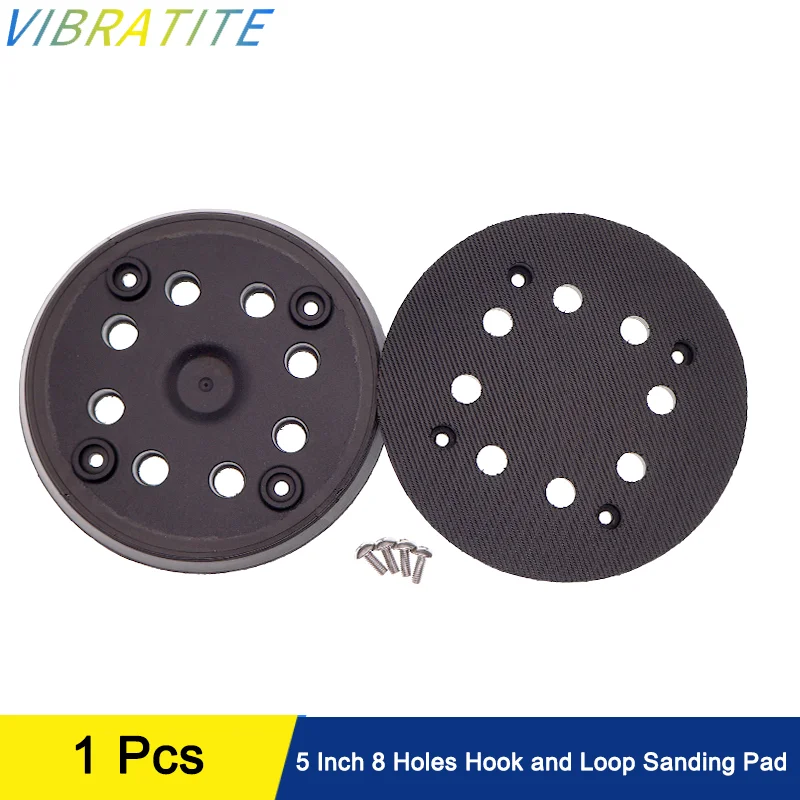 Image of 5 Zoll 8-Loch Klett-Schleifpad 1 Stück PU-Rückenpolierpad Ersatz für Exzenterschleifer PEX 270 zum Polieren und Schleifen