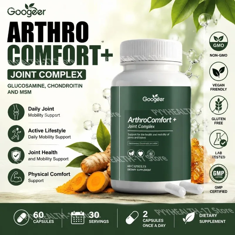Googeer ArthroComfort+ Joint Complex Capsules for Daily Joint Mobility Support with Glucosamine Chondroitin and MSM 60 Capsules