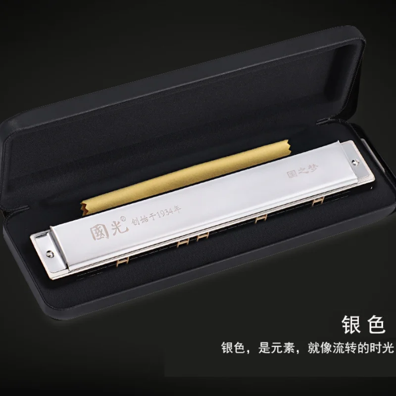 2023 28 Holes Chromatic Harmonica C Key Slive Professional Mouth Organ Portable Tremolo Mini Harps Woodwind Instruments