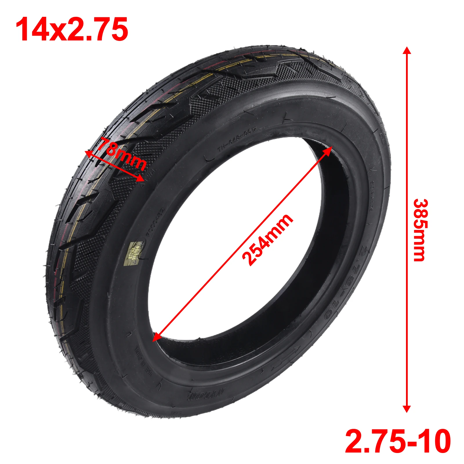 Dirt Bike Tyre E-Bike Tyre Tubeless Tyre For Moto Dirt Bike E-Bike Accessories Dirt Bike Accessories 14 Inch Black Mini Rubber