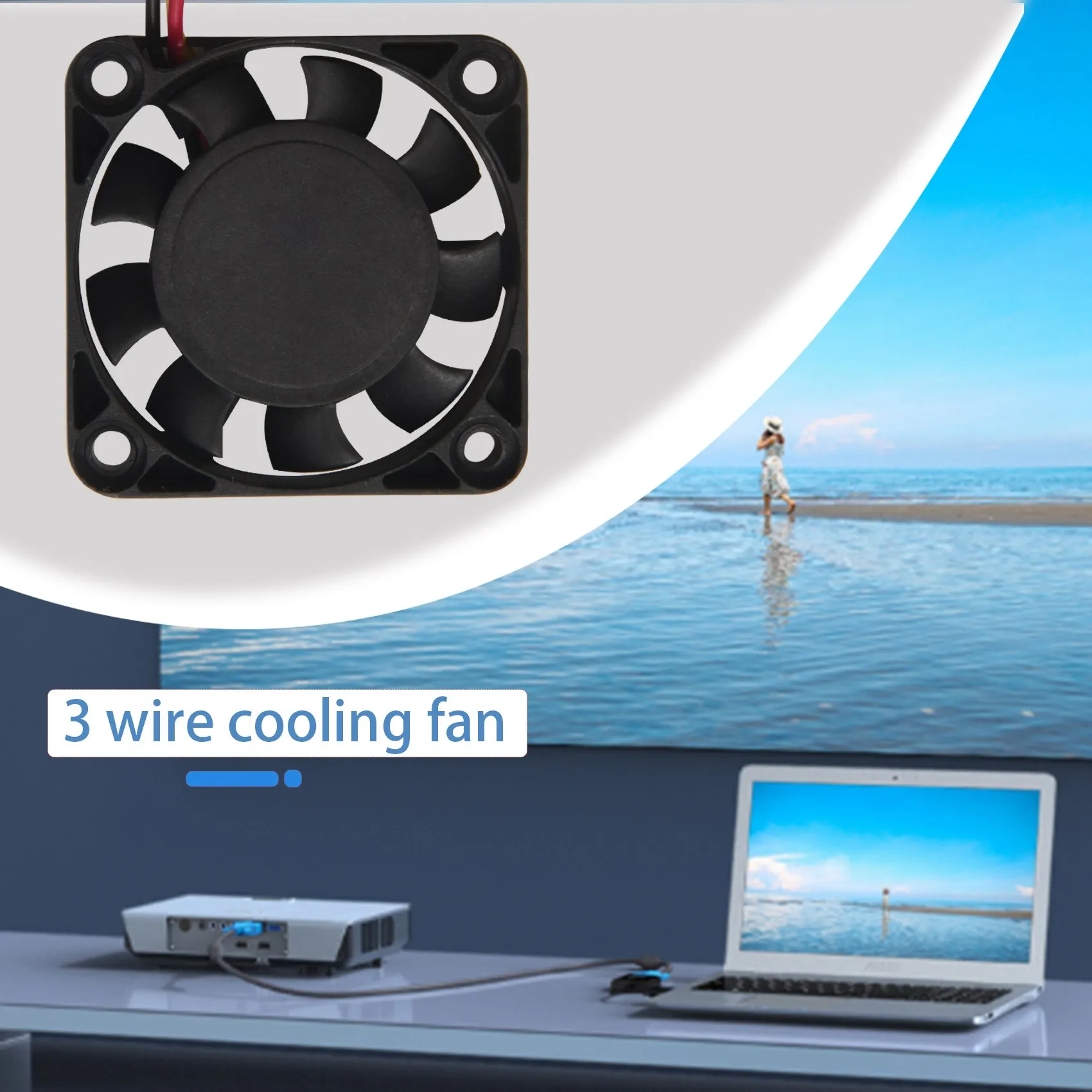 A53M-2 Pcs 3 Pin 40Mm Square PC Computer Cooling Fan DC 12V Black