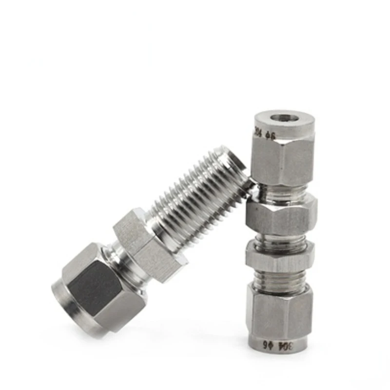 Stainless Steel Straight Bulkhead Connector 6mm 8mm 10mm 1/4 3/8 1/2 Equal OD Pipe Double Ferrule Compression Fitting SS 304