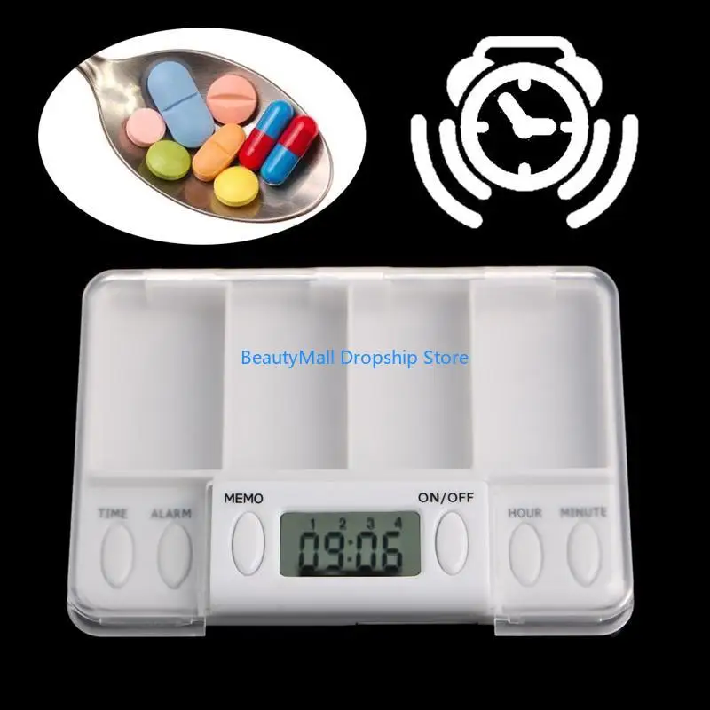 

40JD Pills Reminder Alarm Timer Electronic Box for Case 4 Grids