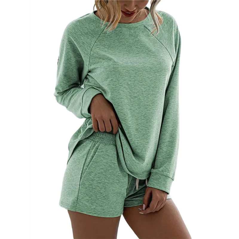 

ABRT-Women's Two-Piece Sports Shorts Suit, Oversized Casual Suit, Sportswear, Autumn Clothing