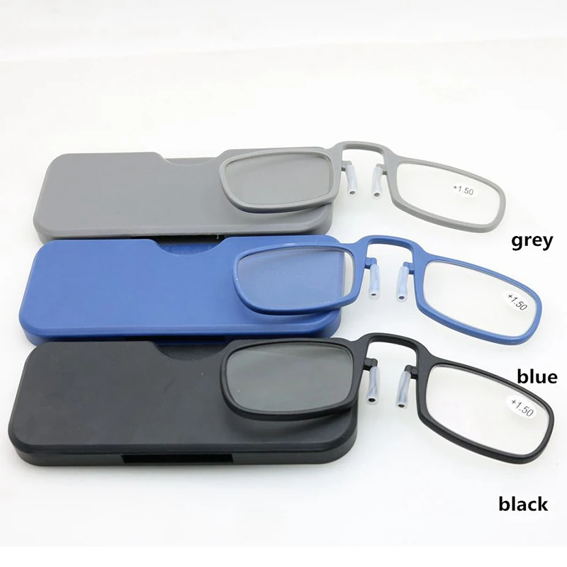 Beinlose TR90-Klemme, Nasenclip auf Lesebrille, für Männer und Frauen, tragbare Mini-Lazy-Presbyopie-Brille, mit Etui + 1 + 1,5 + 2 + 2,5 – Detail 14