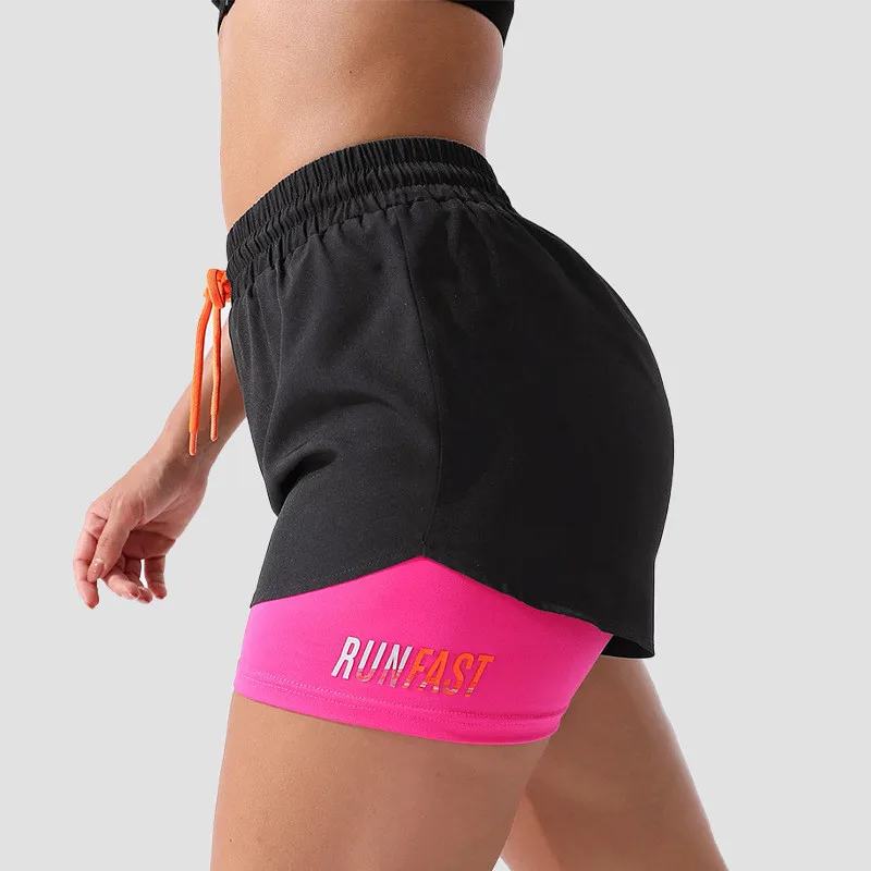Mermaid Curve Breathable Letter Graphic 2 In 1 Sport Shorts Women Quick Dry Running Short Drawstring Waistband Fitness Hot Pants image 5