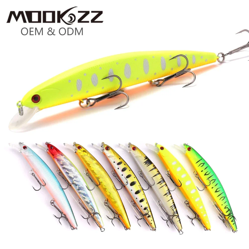 MOOKZZ Hot Sale 130mm 21g SEA Minnow Suspension Lure Wobble Hard Fishing Lure 3D Eyes Suspension Minnow Fishing Lure