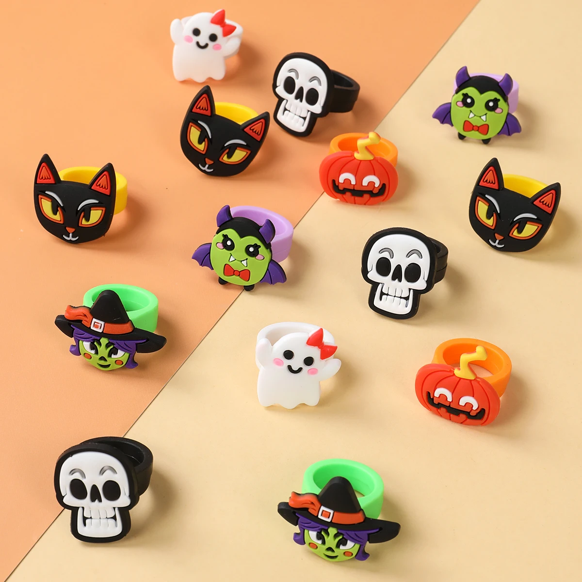 Halloween Silicone Rings Happy Halloween Party Decorations 2024 For Home Kids Adults Favors Gift Ghost Pumpkin Bat Witch Rings