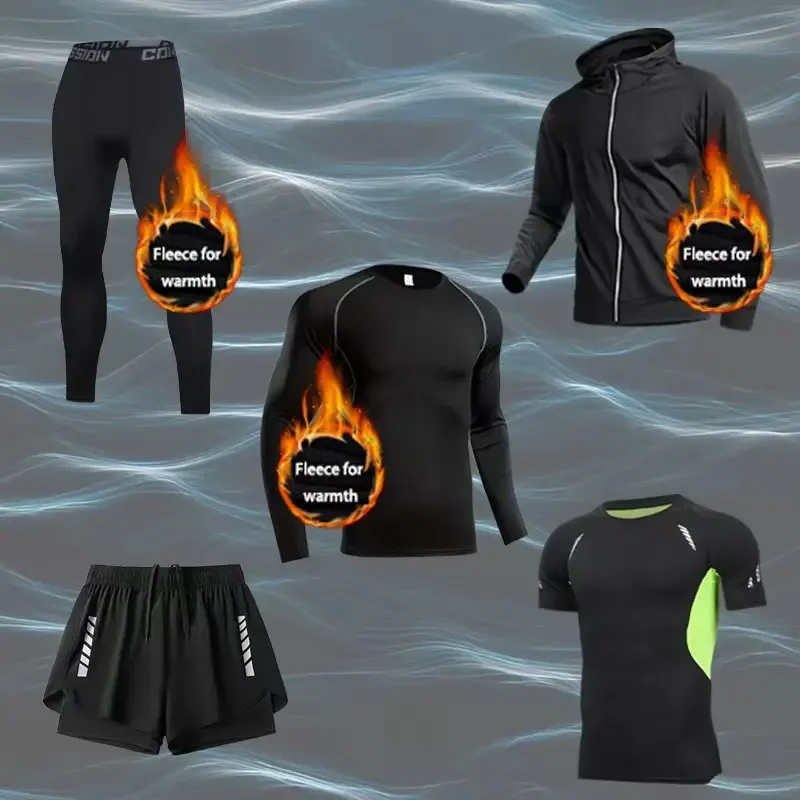 

New comprehensive sports warm Suit 5-piece set, soft fabric, warm and close-fitting