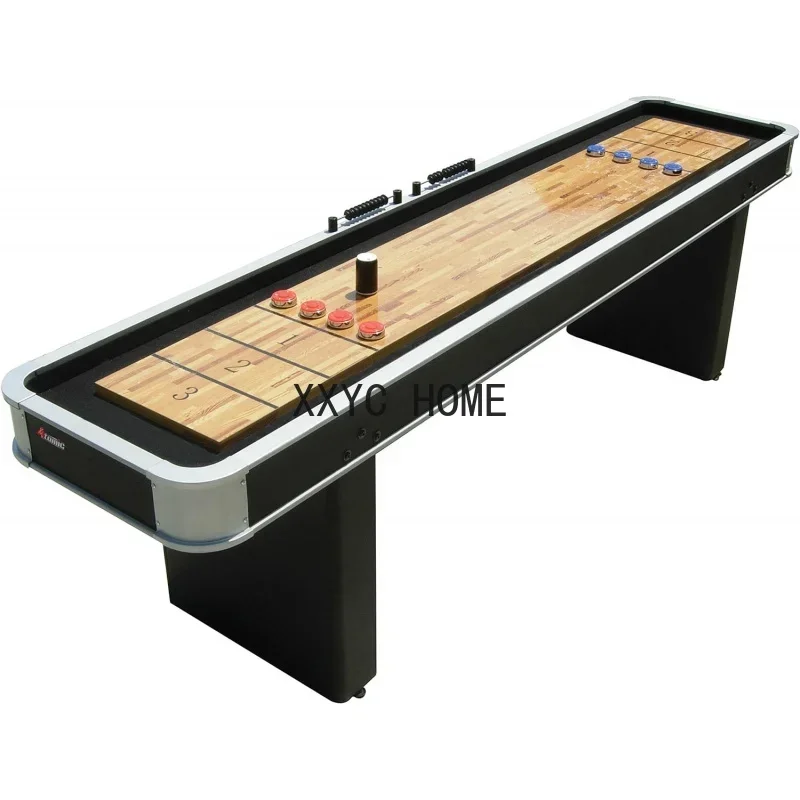 

Atomic 9’ LED Shuffleboard Tables with Poly-Coated Playing Surface for Smooth, Fast Puck Action and Pedestal Legs with Levelers