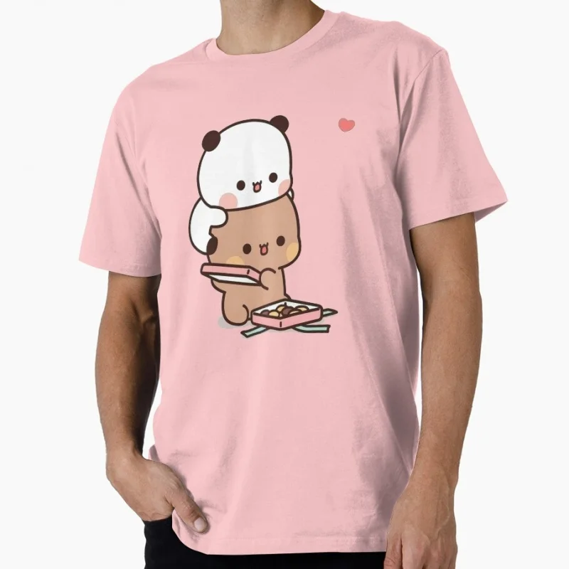 Bubu and Dudu Love Mochi Gift t shirt kawaii Panda Bear Cartoon Graphic tee Cute Y2K Clothes 100% cotton All size Tee