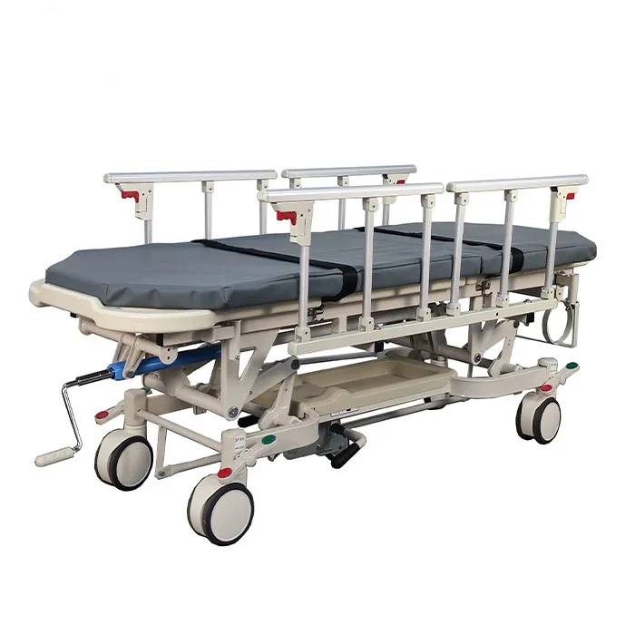 BDEC02  Height adjustable Patient Transfer Bed Movable Medical Emergency Patient Stretcher Trolley With Two Sides Of Side Rail