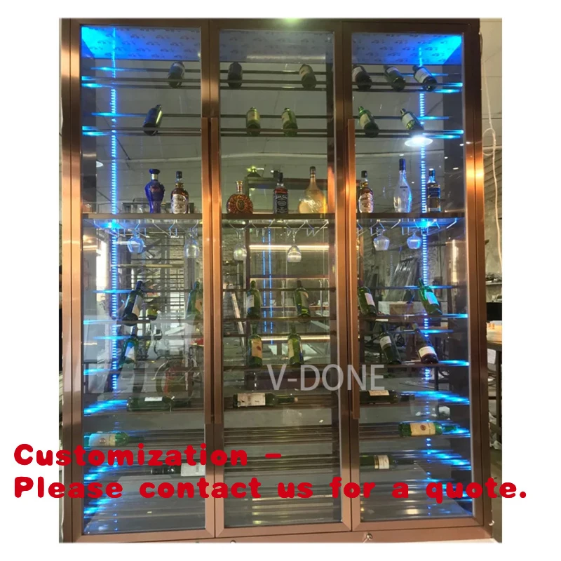 

custom.Stainless Steel Cabinet Wine Bar with Wine Cooler Home Bar Hotel Wine Cellar & Living Room Use