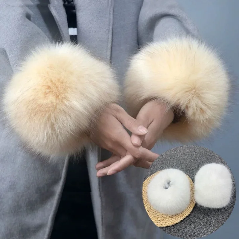 

1 Pair Women Soft Faux Fur Cuff Thicken Elastic Wrist Slap On Cuffs Fashion Ladies Plush Arm Warmer Winter Clothing Accesories