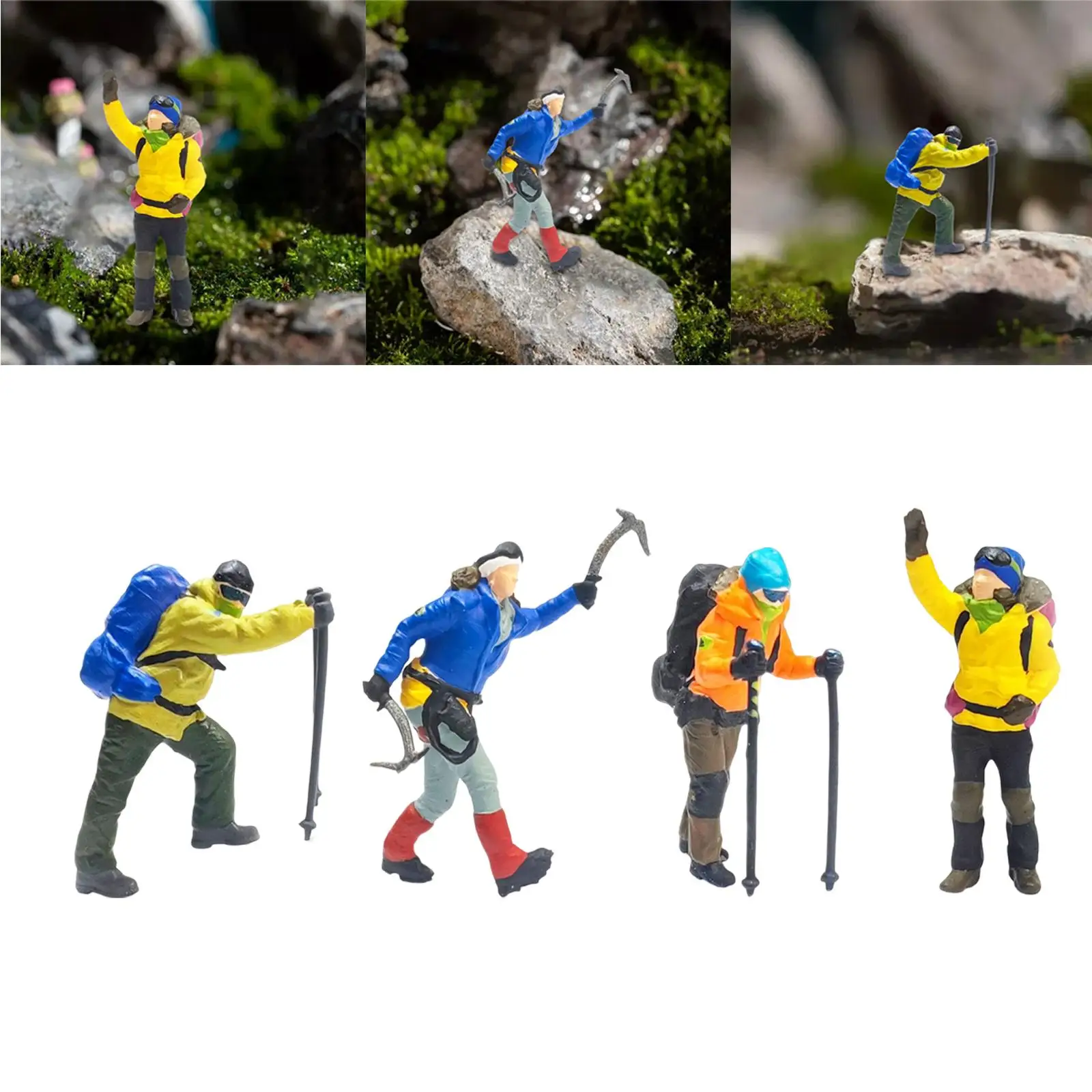 Realistic 1/64 Climbing People Figures Mountaineering People Figurines Miniature