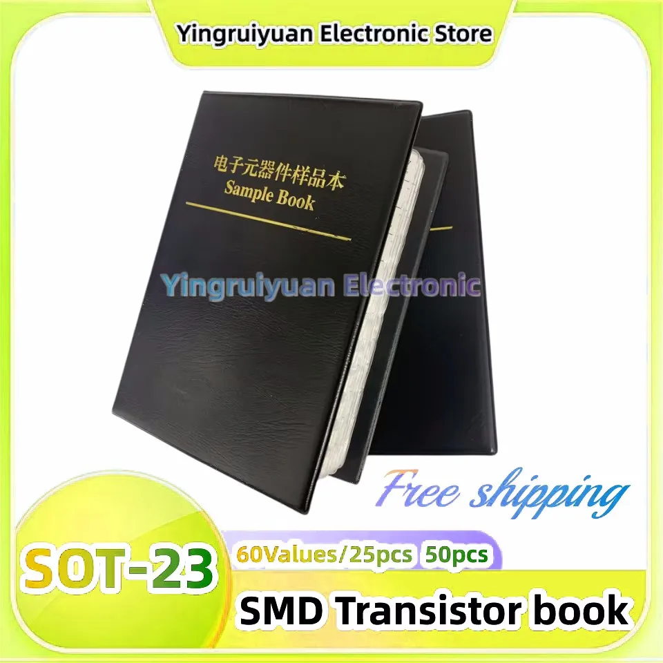 SOT-23 SMD Transistor Book Triode Kit 60Valuesx25/50pcsCommonly Assoreted  sample book chip triode book