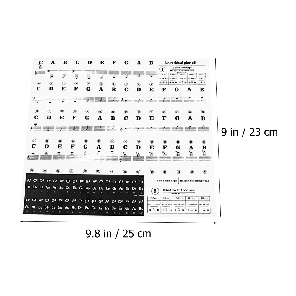 

Piano Stickers for 37 49 54 61 88 Key Keyboards Transparent Removable Big Letters Bold Staff Music Notation for Kids Beginners