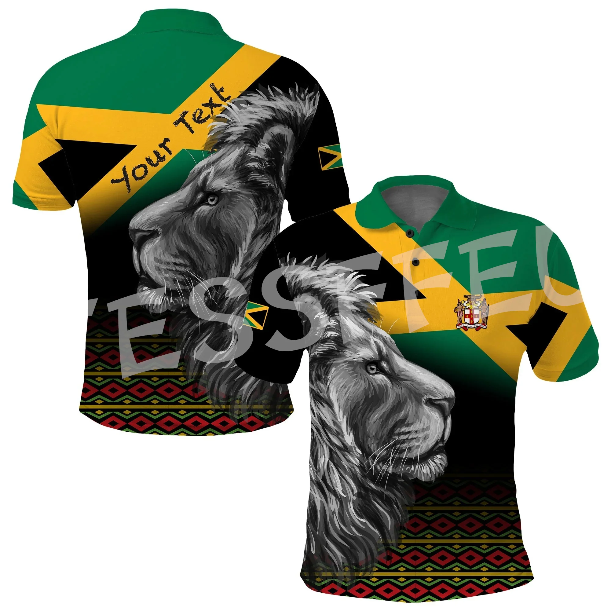 

Tessffel Jamaica Lion Emblem Summer Fashion 3D Print Polo Shirt Men Women Colorful Short Sleeve T-shirt Streetwear Style-7