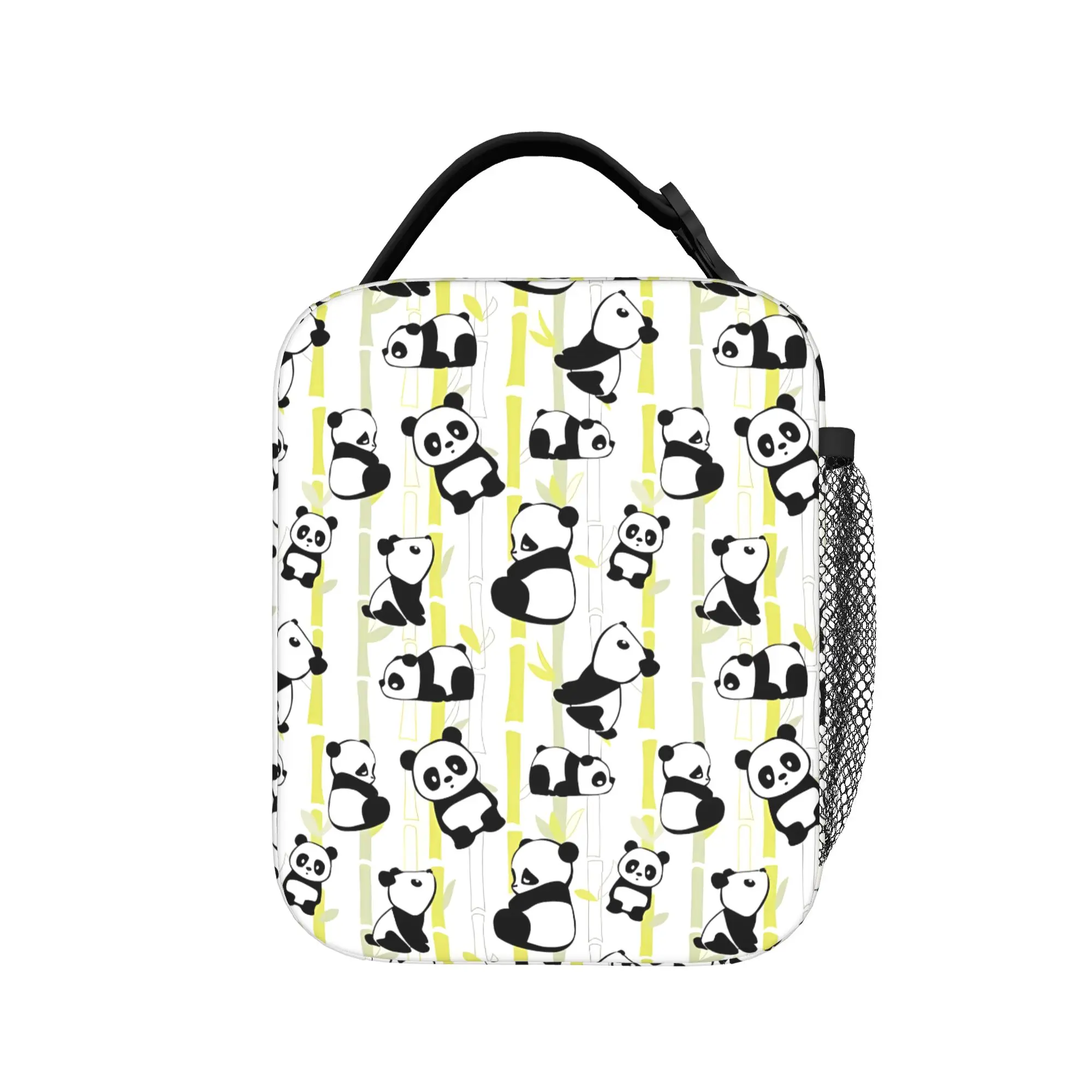 Panda And Bamboo Lunch Bag  Portable Insulated Lunch Box Adult Outdoor Picnic Print Cooler Bag Fun Oxford Thermal Lunch Bags