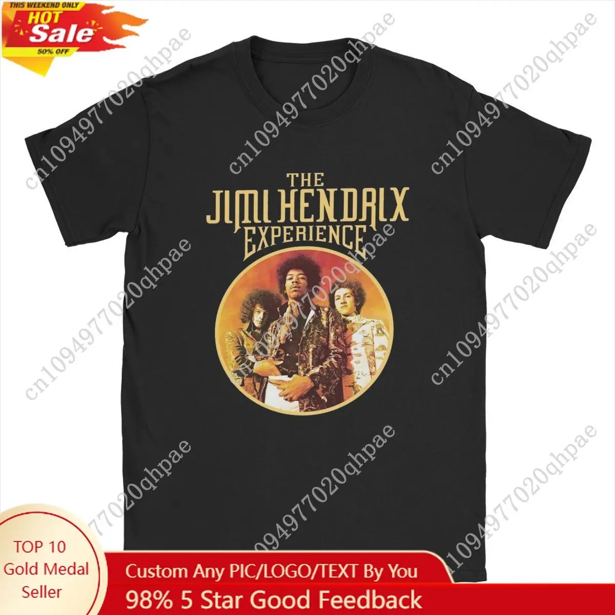 

Jimi Men's T-Shirts Portrait Hendrixs Rock Singer Casual Pure Cotton Tees Short Sleeve Hip Hop Guitar T Shirt Round Neck Present