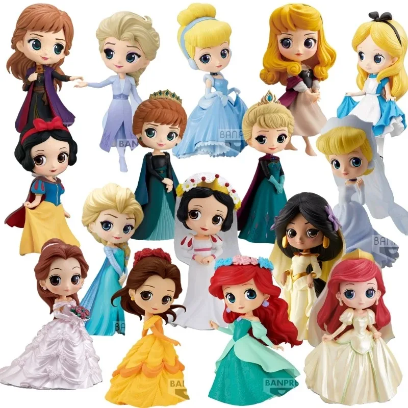 

Bandai Original Qposket Disney Princess Anime Figure Snow White Aurora Alice Action Figure Toys for Boys Girls Gift Model