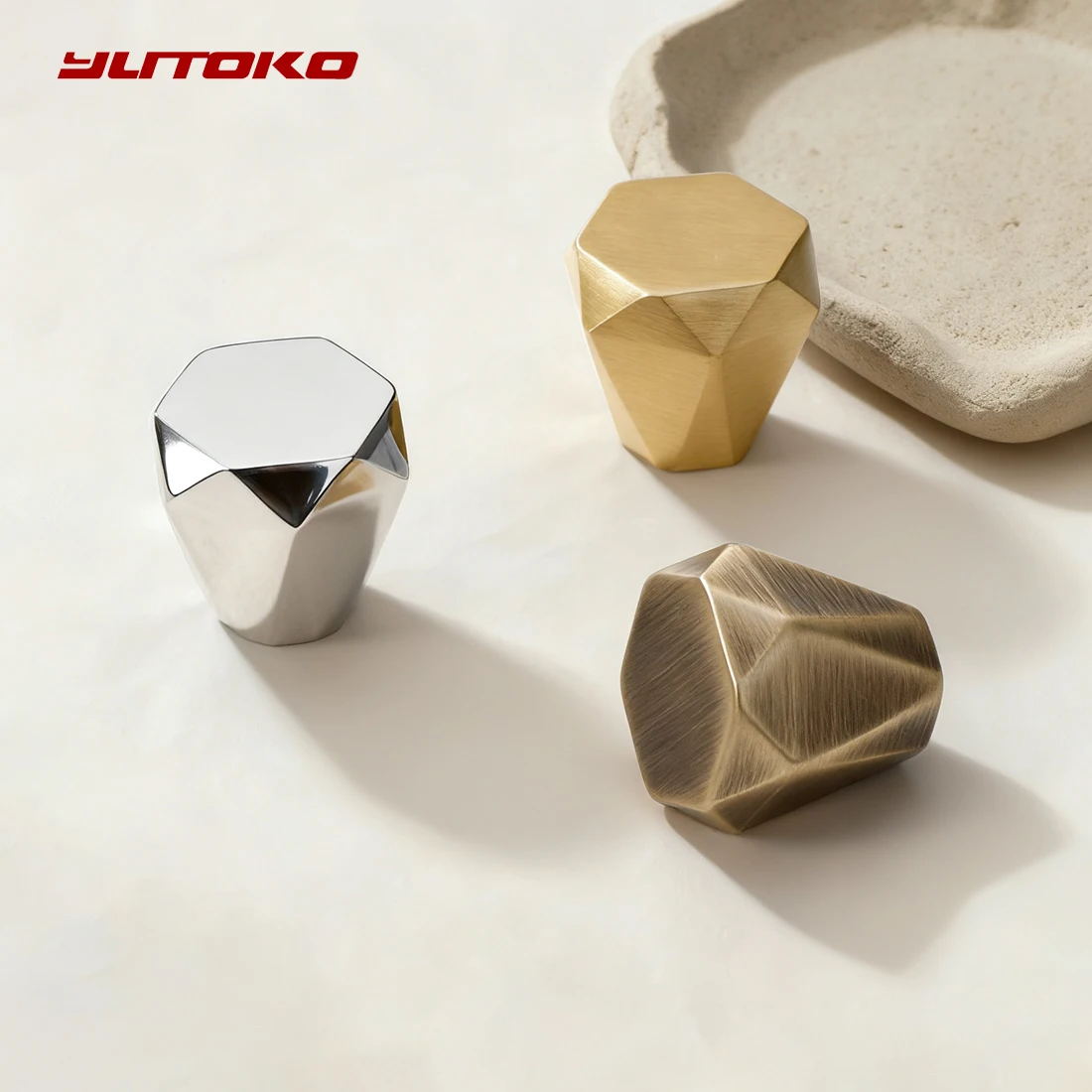 Modern Simple Fashion Creative Pure Copper Rhombus Silver Brass Drawer Shoe Cabinet Dresser Knob Bronze Wardrobe Cupboard Handle