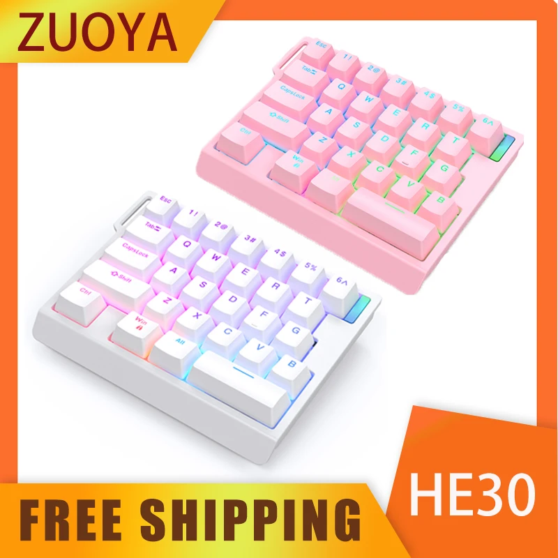 ZUOYA HE30 One Handed Mini Keyboard Magnetic Switch Mechanical Keyboard RGB 8KHz 0.04mm Office Laptop Gamer PC Gaming Keyboards