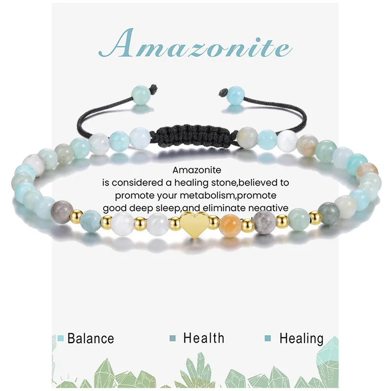 4 مللي متر الحجر الطبيعي حبة سوار شفاء الوردي كريستال القلب سحر الخرزة أساور للنساء اليدوية سوار كوارتز وردي #2