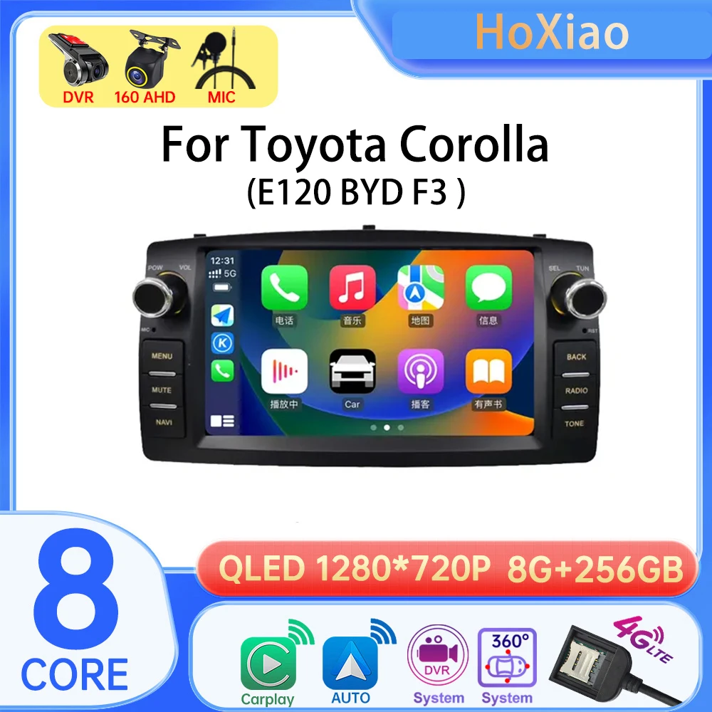 

2Din For Toyota Corolla E120 BYD F3 Android 12 car Audio Radio multimedia Player Carplay auto Navigation 7 inches EQ Stereo GPS