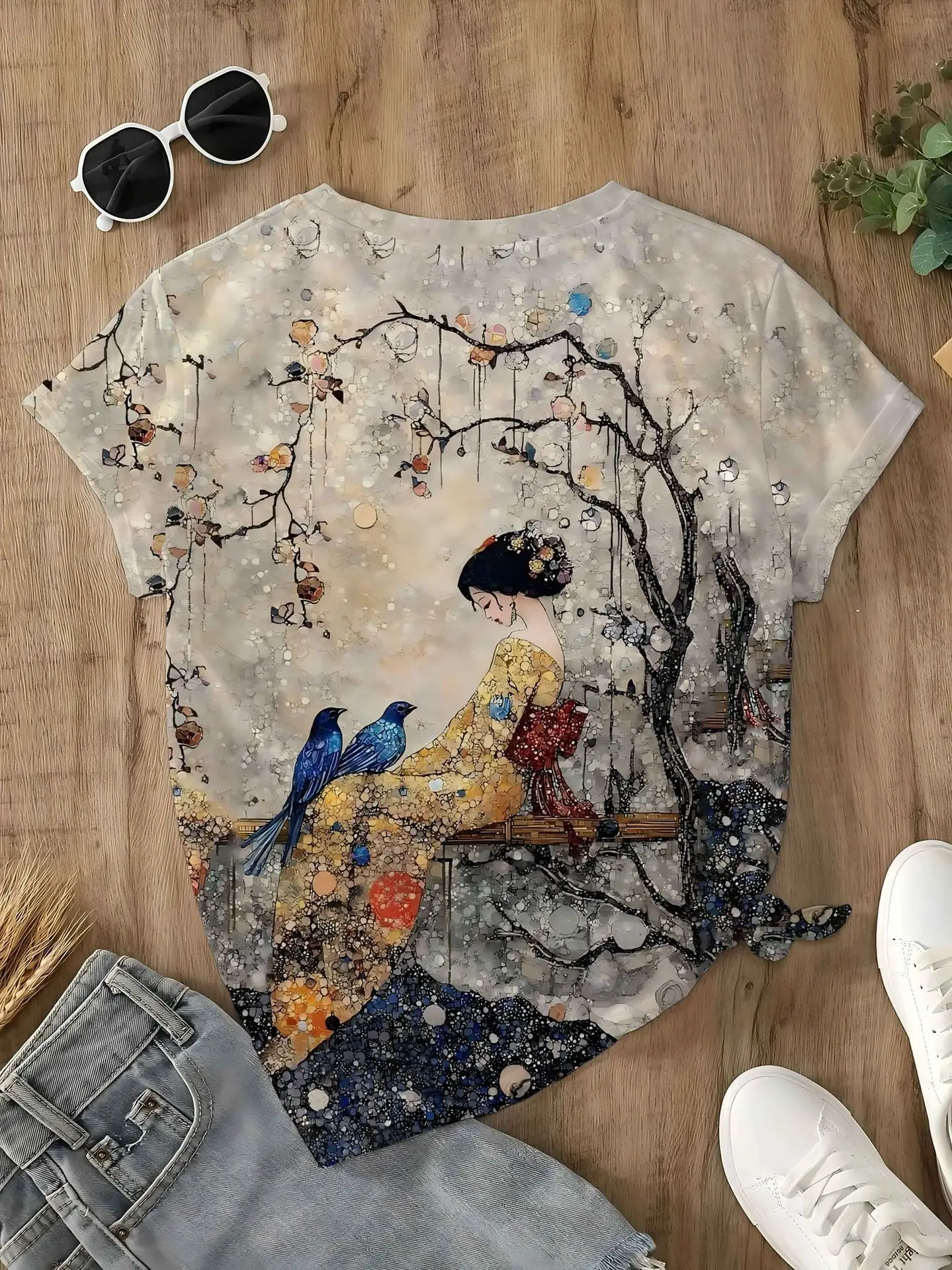 

3D digital printing technology support for women's T-shirts LD800270