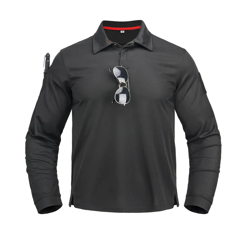 Men Long Sleeve Tactical Shirt Breathable Quick Dry Stretch Work Top Lightweight Outdoor Hiking Fishing Camping Moisture Wicking