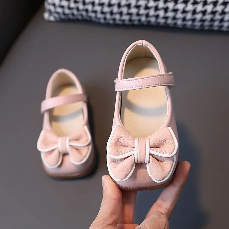 New Children Leather Shoes Rhinestone Bow Princess Girls Party Dance Shoes Baby Student Flats Kids Performance Shoes