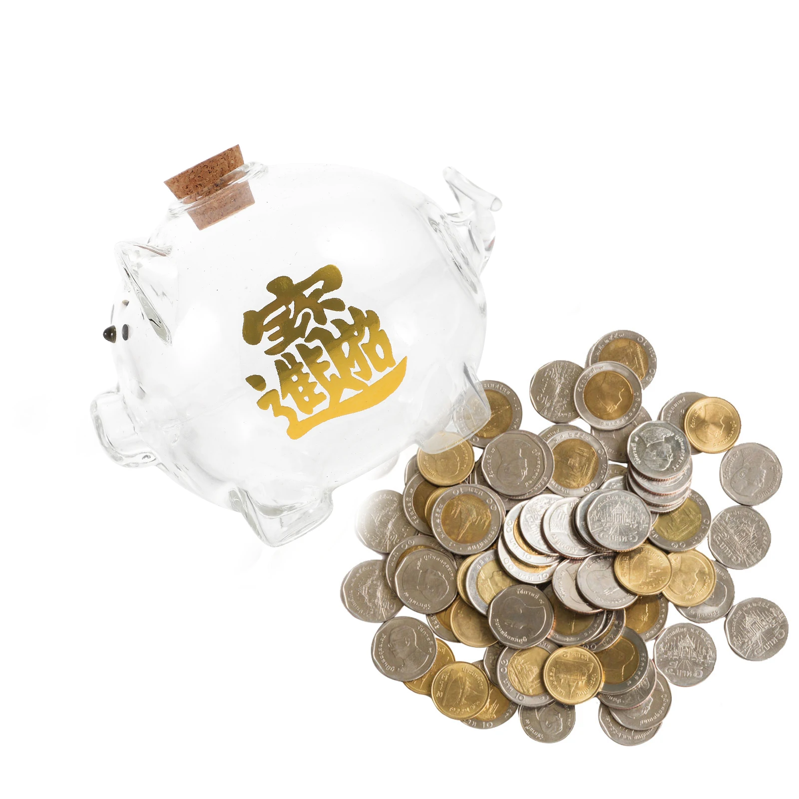 

Clear Glass Piggy Bank Money Saving Jar Cute Pig Shape Coin Storage Box Decorative for Desk Room Pig Piggy Bank