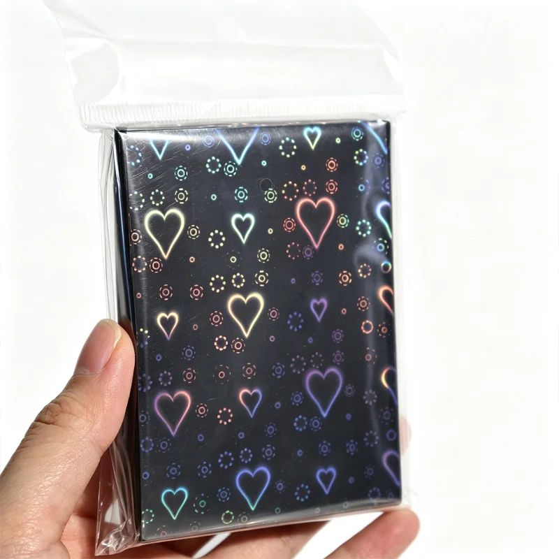 120PCS 66X91MM Heart Holographic Card Sleeves Standard Size Trading Card Protectors for TCG PTCG Photo Cards 9 Colors Available