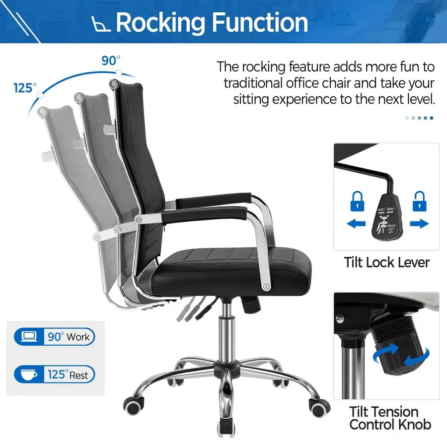 PU Leather Managerial Chair High Back Computer Desk Chair Management Task Chair Swivel Rolling Chair with Ergonomic Backrest and