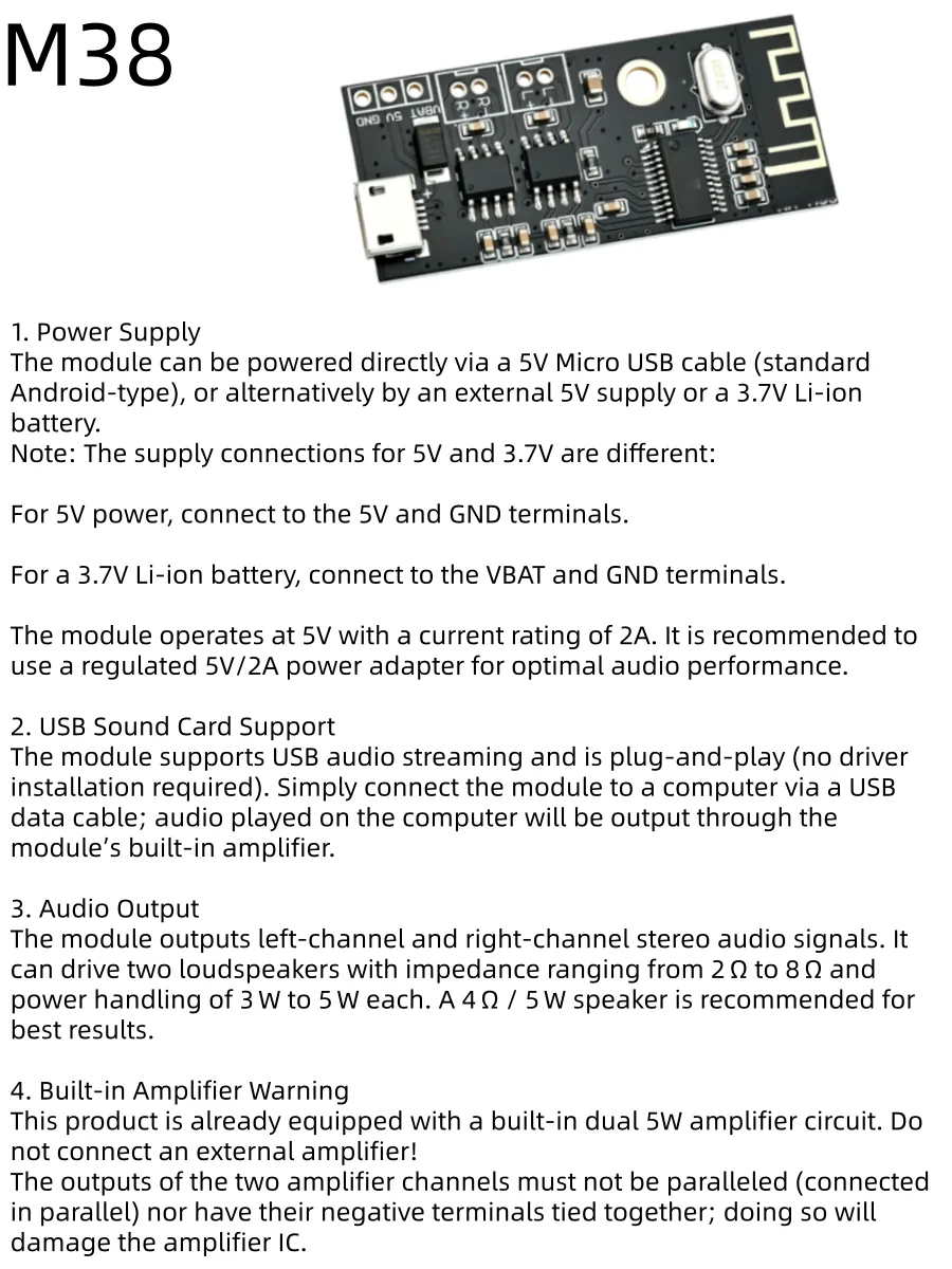 MH-MX8/M18/M28/M38 Drahtloses Bluetooth-Audiomodul 4.2, Stereo Verlustfreie High-Fidelity Hi-Fi, für DIY-Modifikationen – Detail 7