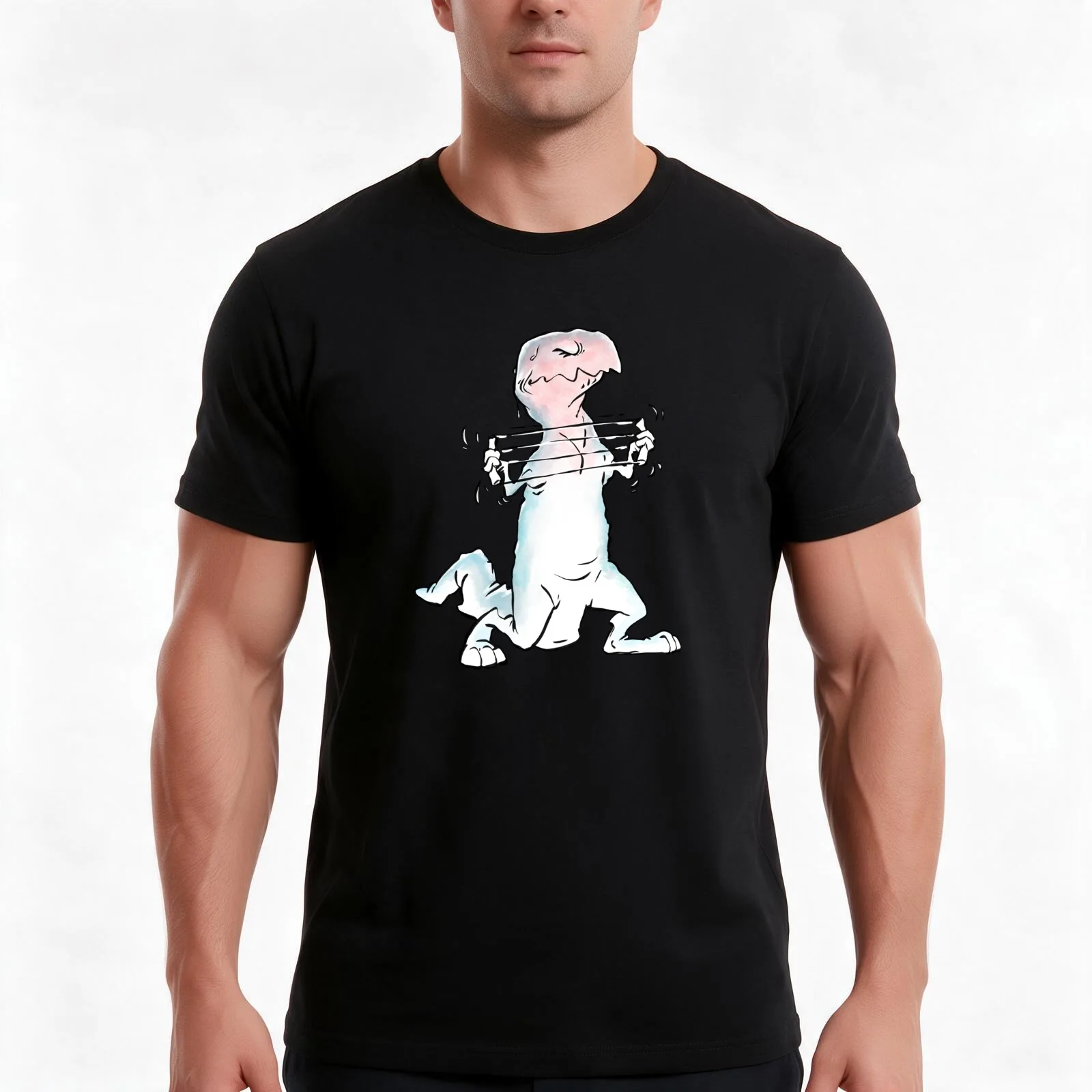 Trying-hard-saurus T-Shirt, Summer Casual Cotton Tee, Oversized Streetwear Tops, Vintage Graphic Print, Loose Fit Short Sleeve